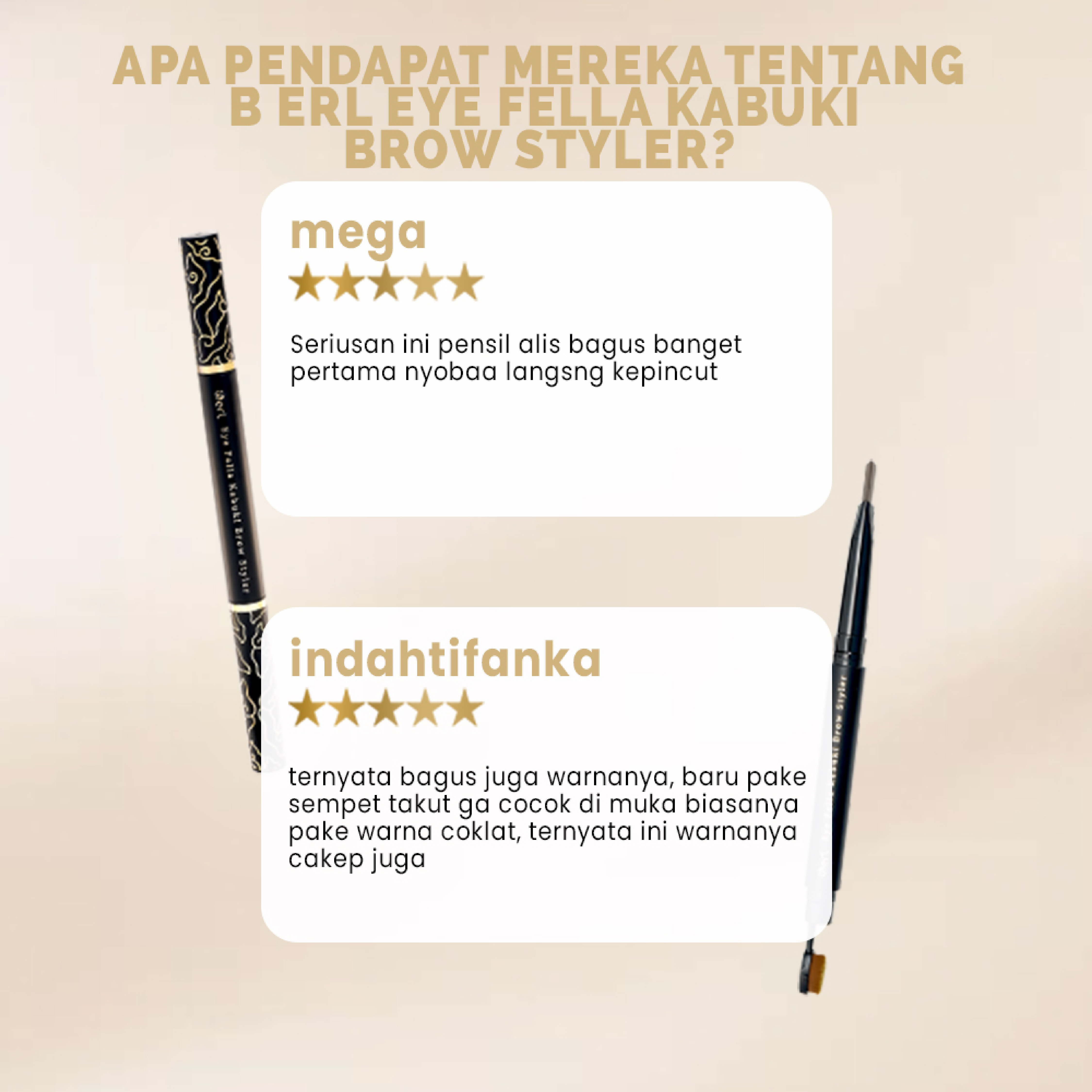 BUNDLING 1 PC B ERL EYE FELLA KABUKI BROW STYLER (NATURAL GREY) + 1 PC B ERL EYE FELLA KABUKI BROW STYLER (DARKBROWN)